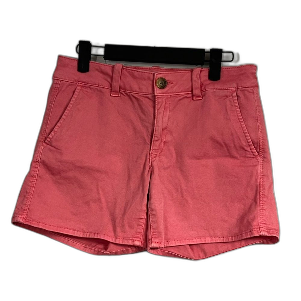 American Eagle Super Stretch Pink Aeo Twill Midi Shorts Size 27 Summer Preppy